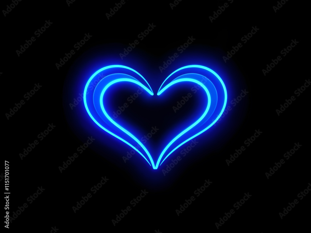 A simple neon heart glowing with blue light on a black background, ideal for minimalistic and futuristic designs. Generative AI A simple neon heart glowing with blue light on a black background, ideal for minimalistic and futuristic designs. Generative AI