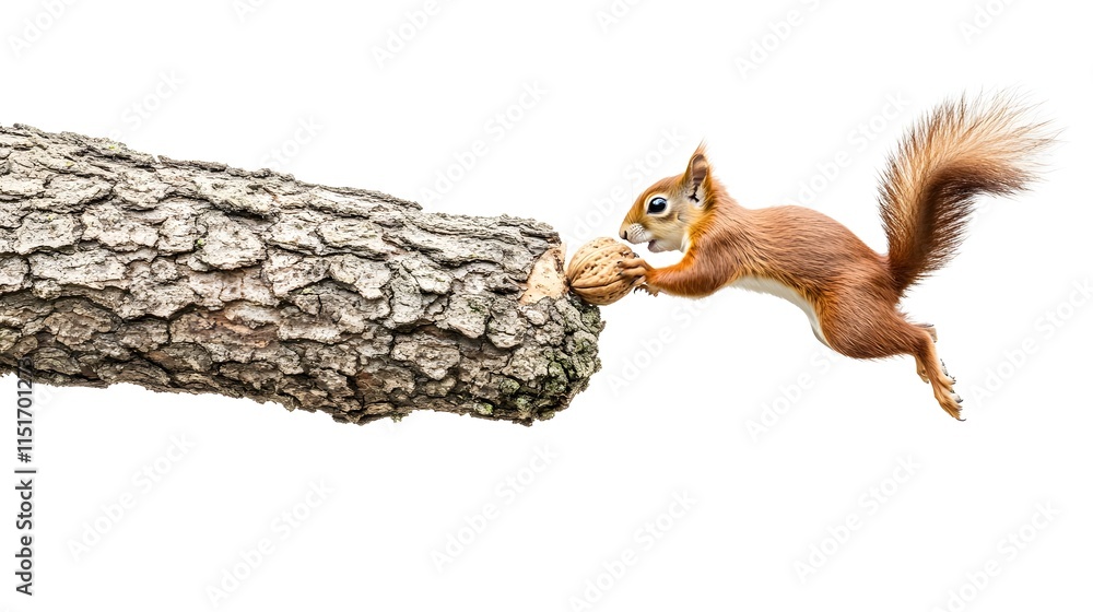 Obraz premium Adorable Squirrel Leaping Towards Nut in Watercolor Style Artwork