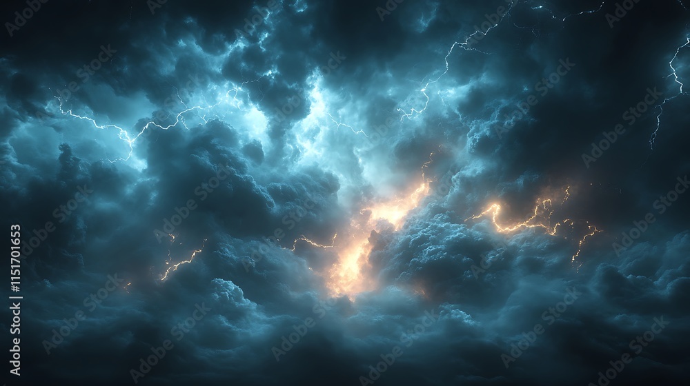 Electric blue lightning bolt illuminating the dark with vibrant energy image Electric blue lightning bolt illuminating the dark with vibrant energy image