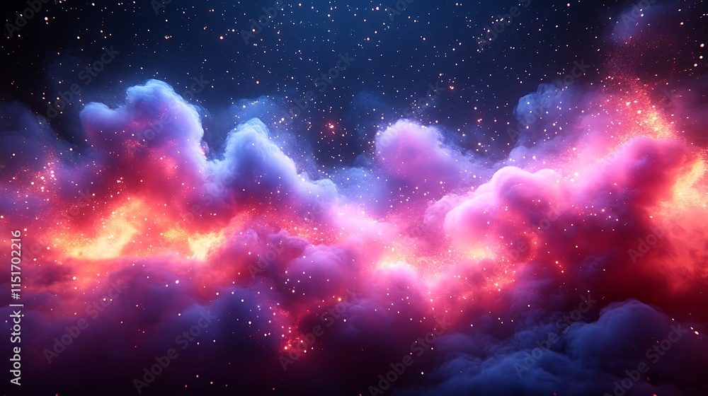 Fototapeta premium Electric bolts flash across a vivid cloud filled cosmic scene wallpaper image
