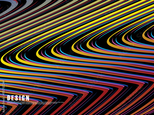 Abstract vector wavy light lines flowing dynamic colorful. isolated on black background for concept of energy, technology, digital, science, music, etc.