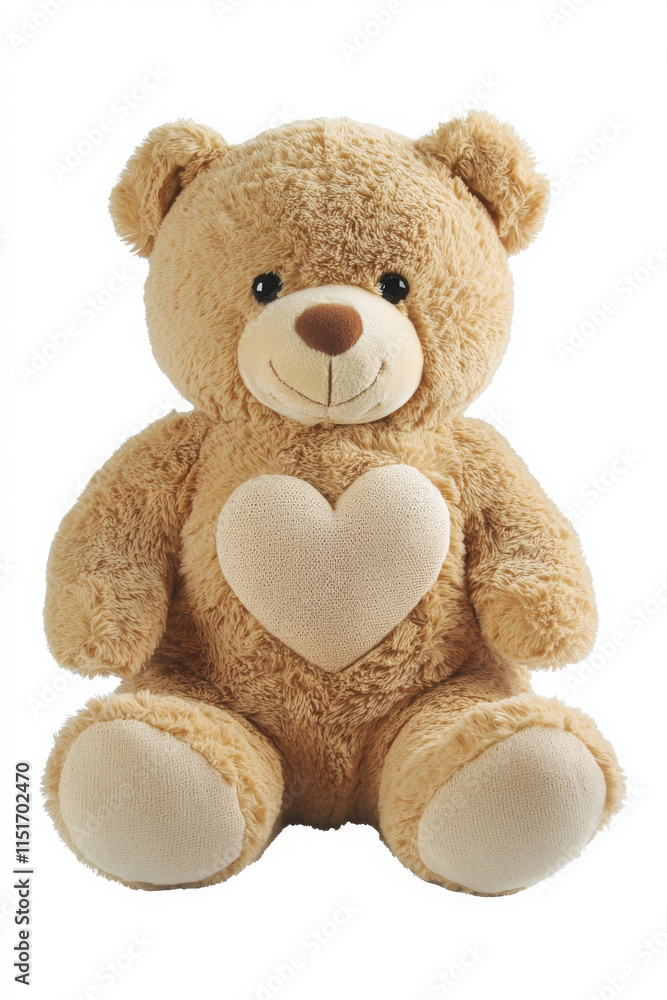 Obraz premium Soft teddy bear with heart, perfect for gifts and cuddles