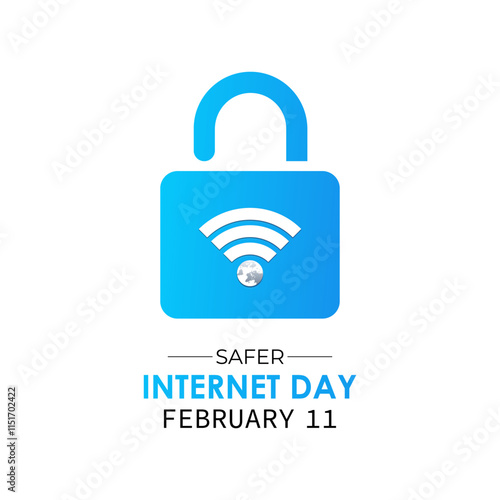 Safer Internet Day Vector illustration Banner background design template. cyber security awareness with Padlock design. vector. Eps 10.