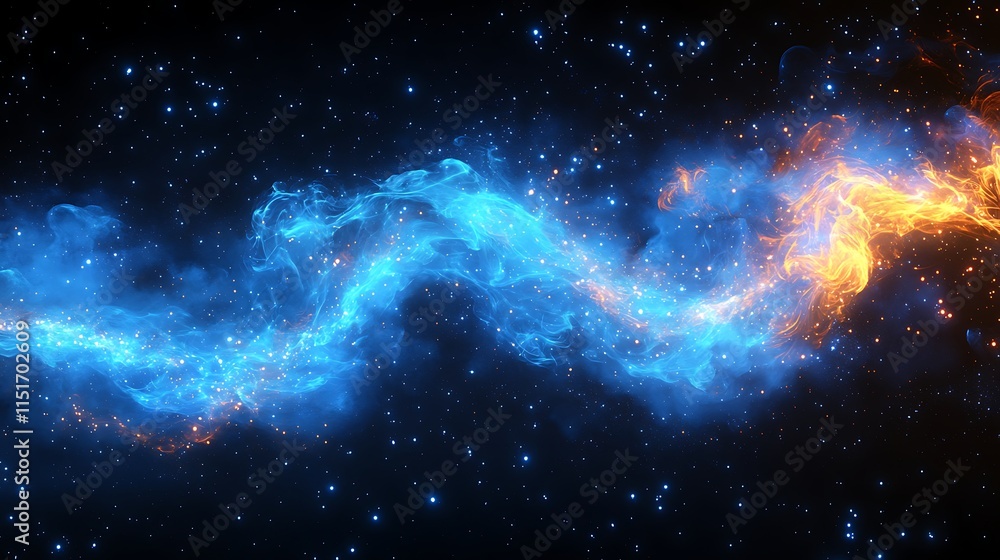Fototapeta premium Glowing cosmic cloud showcasing blue and orange gaseous structures picture