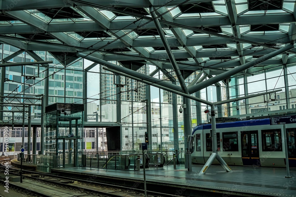 Fototapeta premium Railwaystation in the Hague , The Hague Central Station, Den Haag central railway station, Holland, Netherlands, Europe.