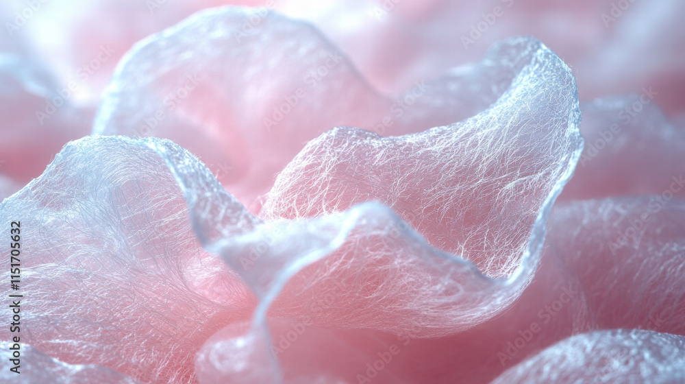 Fototapeta premium macro shot of delicate pink and white fibers with soft, ethereal texture