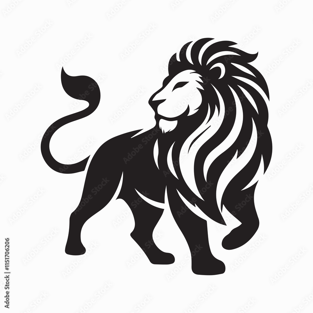 Fototapeta premium black Lion vector, Lion logo vector icon, Lion illustration design, Lion silhouette vector black and white