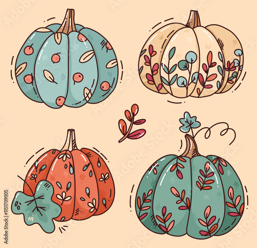 cute vector pumpkin set