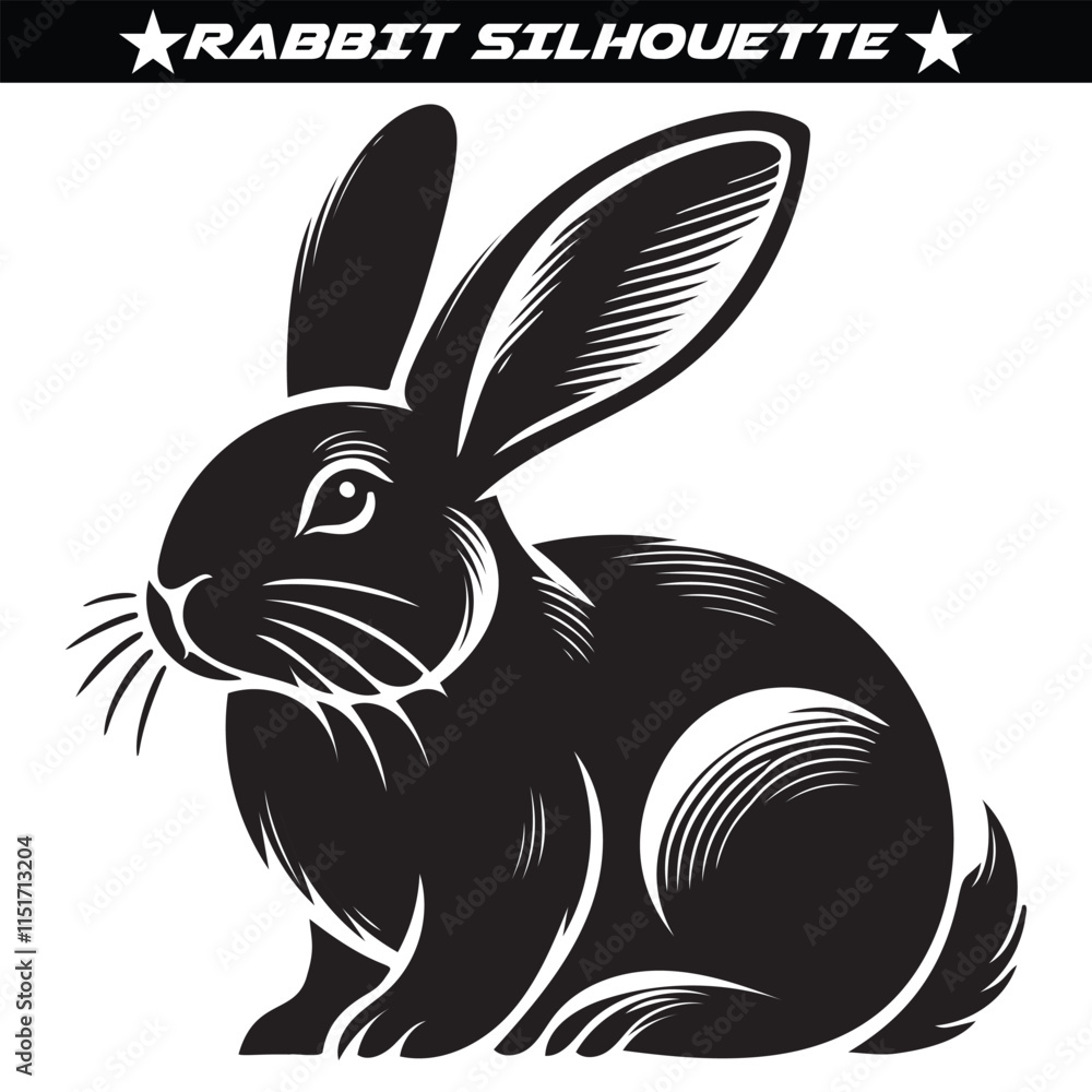 Fototapeta premium Rabbit silhouette isolated on a white background
