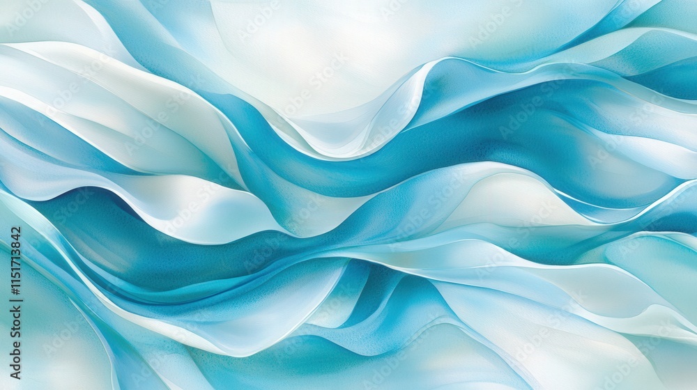 Fototapeta premium Abstract Blue and White Flowing Fabric