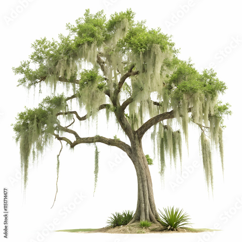Spanish moss is a gray-green epiphytic plant that hangs from tree branches