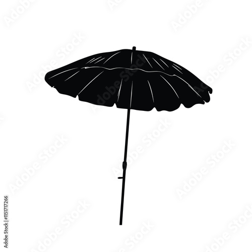 beach umbrella made of straw and reed for shade illustration isolated on white background
