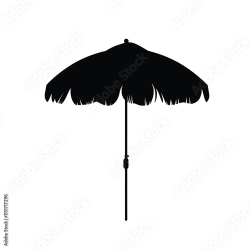 beach umbrella made of straw and reed for shade illustration isolated on white background
