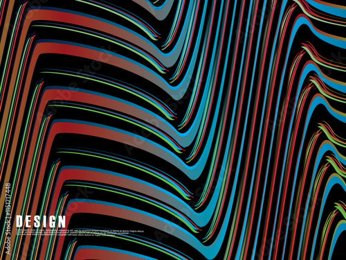 Abstract vector wavy light lines flowing dynamic colorful. isolated on black background for concept of energy, technology, digital, science, music, etc.