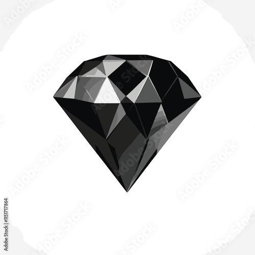 Black sapphire, brilliant on white background
