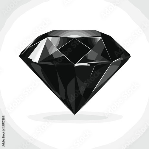 Black sapphire, brilliant on white background
