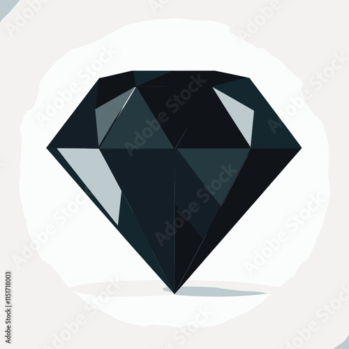 Black sapphire, brilliant on white background
