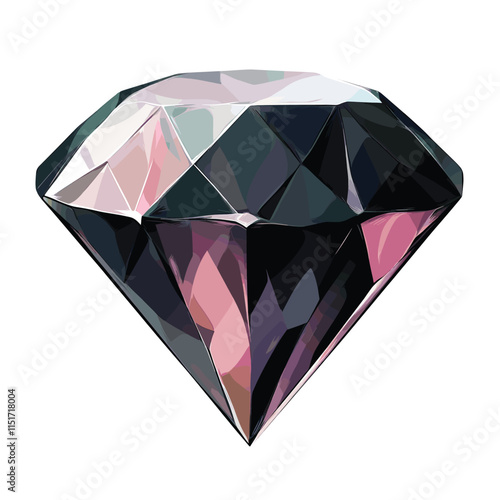 Black sapphire, brilliant on white background
