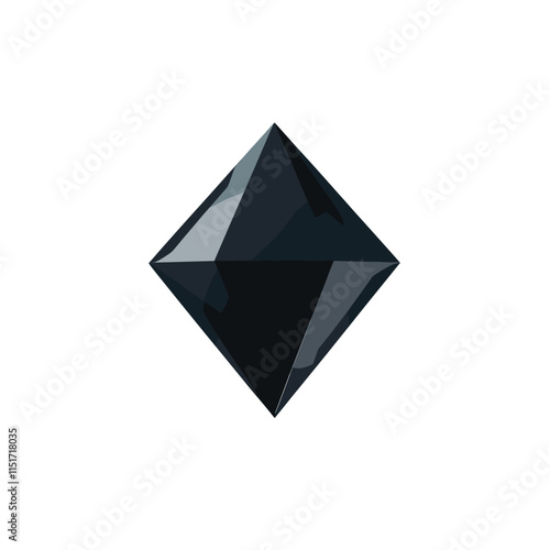 Black sapphire, brilliant on white background
