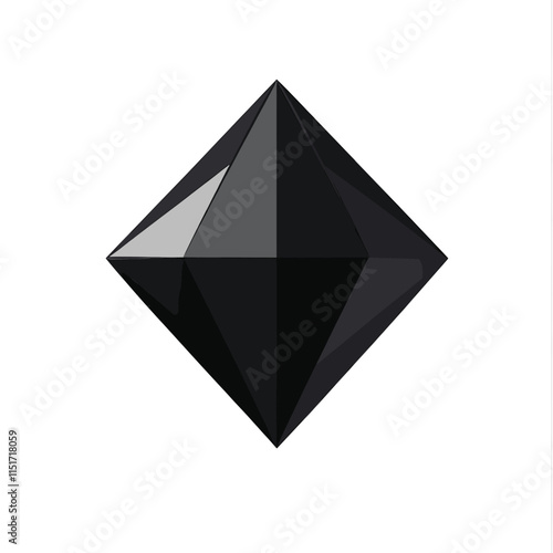 Black sapphire, brilliant on white background
