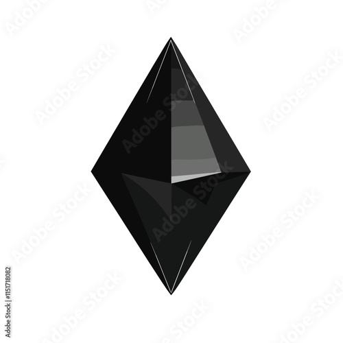 Black sapphire, brilliant on white background

