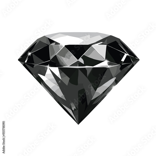 Black sapphire, brilliant on white background
