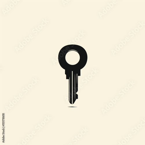 black vintage key vector illustration isolated on white background.
