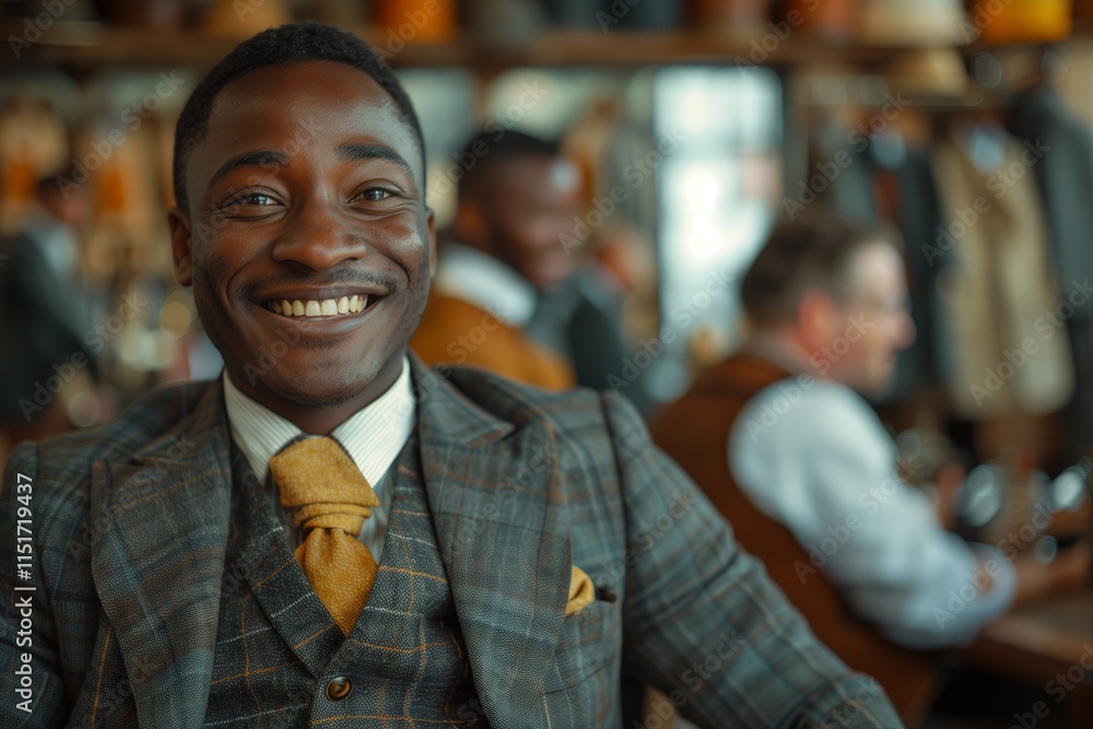 A smiling man in a stylish suit, showcasing confidence and charm in a vibrant social setting. A smiling man in a stylish suit, showcasing confidence and charm in a vibrant social setting.
