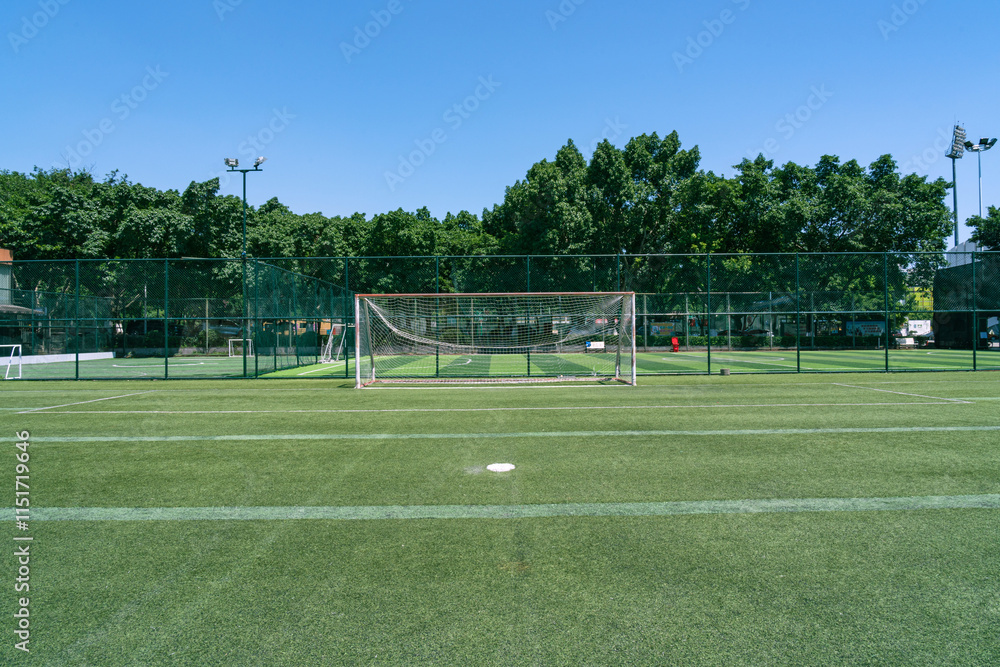 Fototapeta premium Outdoor sports Soccer field Soccer net