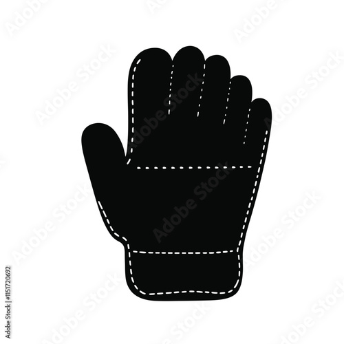 Black and white disposable glove silhouette. Protective wear for hair coloring. Hairdresser equipment illustration for icon, stamp, label, certificate, leaflet, coupon or banner decoration
