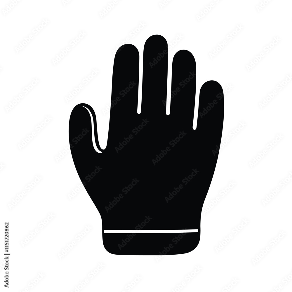 Black silhouette of a hand wearing a glove. Black silhouette of a hand wearing a glove.