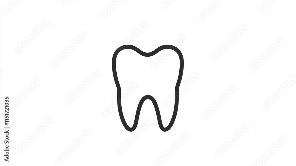 Clean Tooth Icon in Transparent Outline Style for Dental Health Concepts Clean Tooth Icon in Transparent Outline Style for Dental Health Concepts