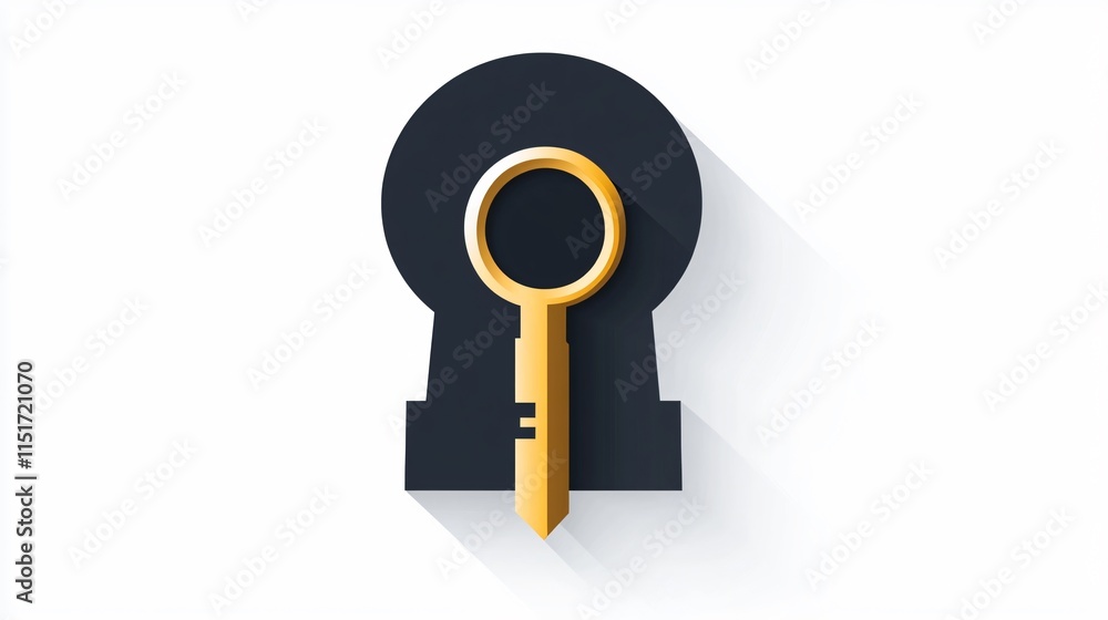 Key in Keyhole Vector Illustration: Unlocking Opportunities, Security Concept Design Key in Keyhole Vector Illustration: Unlocking Opportunities, Security Concept Design