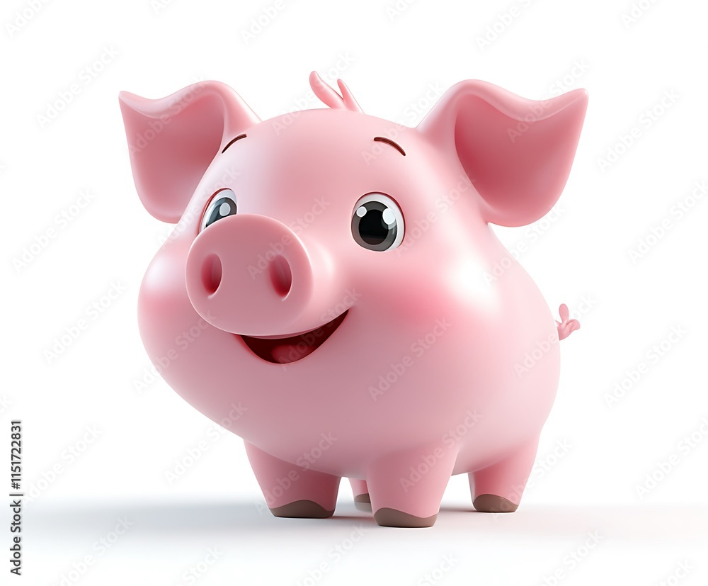 Adorable cartoon piglet, cheerful expression, pink, 3D rendering, isolated on white background. Adorable cartoon piglet, cheerful expression, pink, 3D rendering, isolated on white background.
