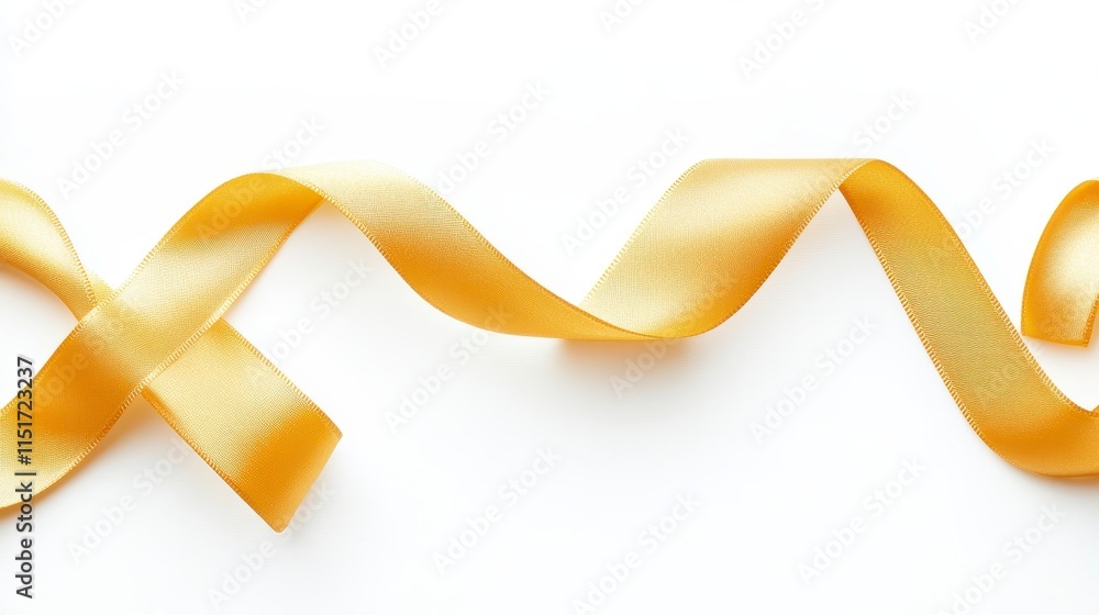 A smooth, golden ribbon elegantly twists against a white background, showcasing its lustrous texture and graceful movement. A smooth, golden ribbon elegantly twists against a white background, showcasing its lustrous texture and graceful movement.