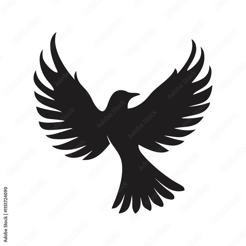 Obraz premium Elegant Nightingale Silhouette Vector Illustration | Bird Design