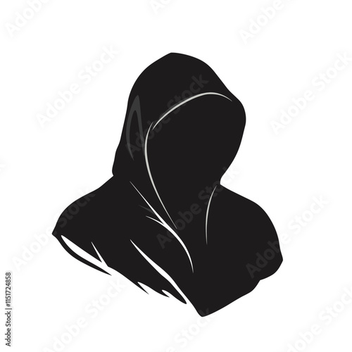 Anonymous hooded figure silhouette, perfect for mystery or religious themes.