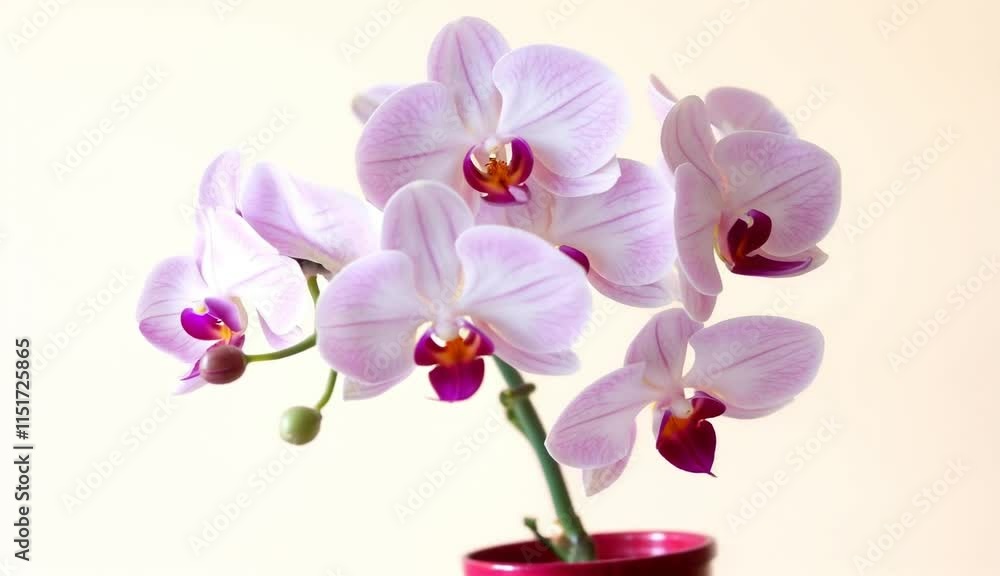 Graceful pink orchids in full bloom, elegantly displayed to create a sophisticated and serene atmosphere, copy space Graceful pink orchids in full bloom, elegantly displayed to create a sophisticated and serene atmosphere, copy space