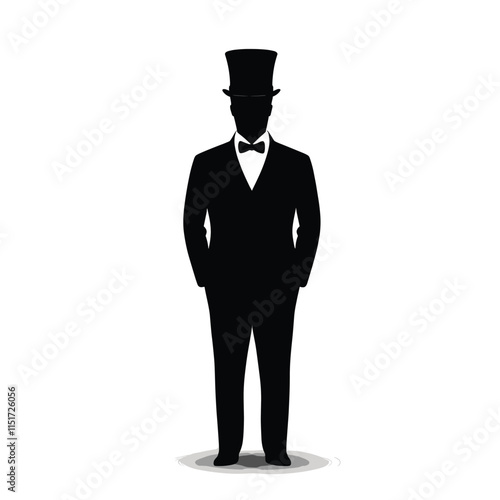 Elegant Silhouette of a Formal Man in a Top Hat