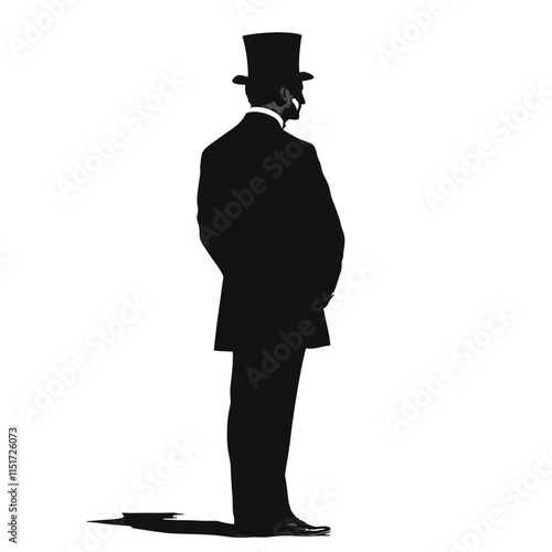 Elegant Silhouette of a Formal Man in a Top Hat