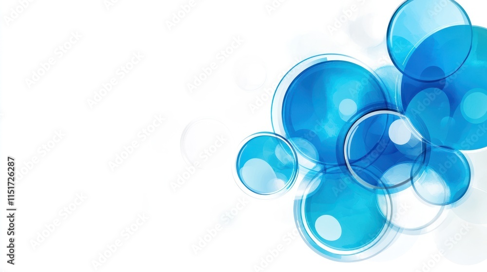 Abstract Blue Bubbles on White Background: A Serene Digital Art Piece Abstract Blue Bubbles on White Background: A Serene Digital Art Piece