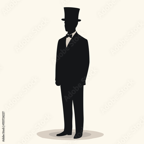 Elegant Silhouette of a Formal Man in a Top Hat