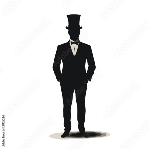 Elegant Silhouette of a Formal Man in a Top Hat