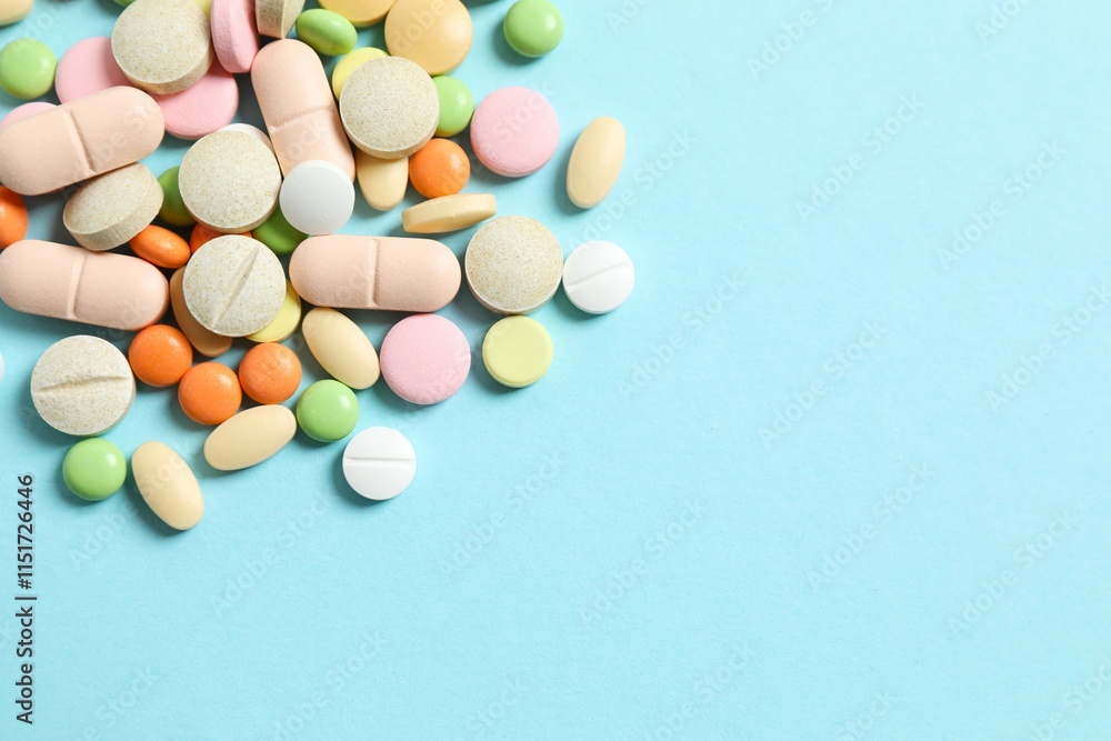 Various pills on a colored background Various pills on a colored background