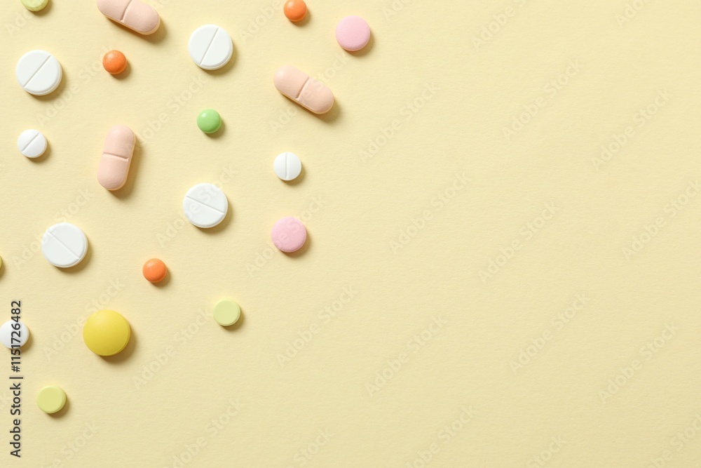 Various pills on a colored background Various pills on a colored background