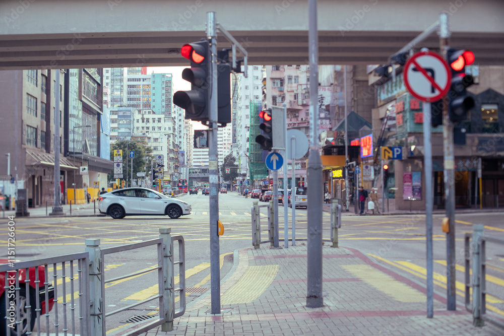 Obraz premium 홍콩 신호등 거리 