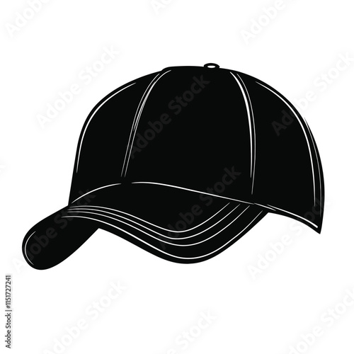 Vector Illustration of a Blank Black Baseball Cap