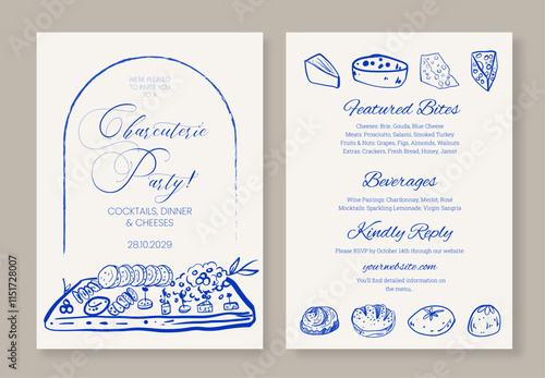 Whimsical Charcuterie Invitation Minimalist Editable Template for Parties and Gatherings