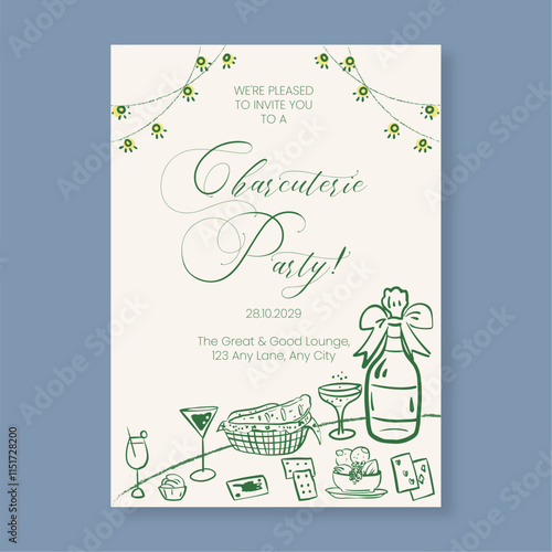 Whimsical Charcuterie Invitation Minimalist Editable Template for Parties and Gatherings