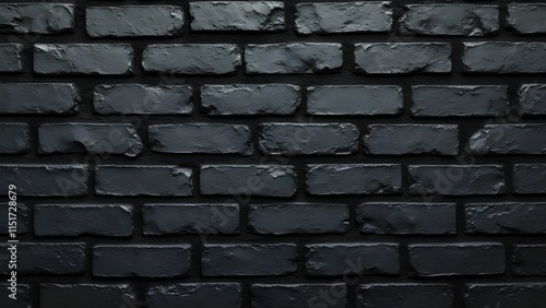 Texture of a black painted brick wall background